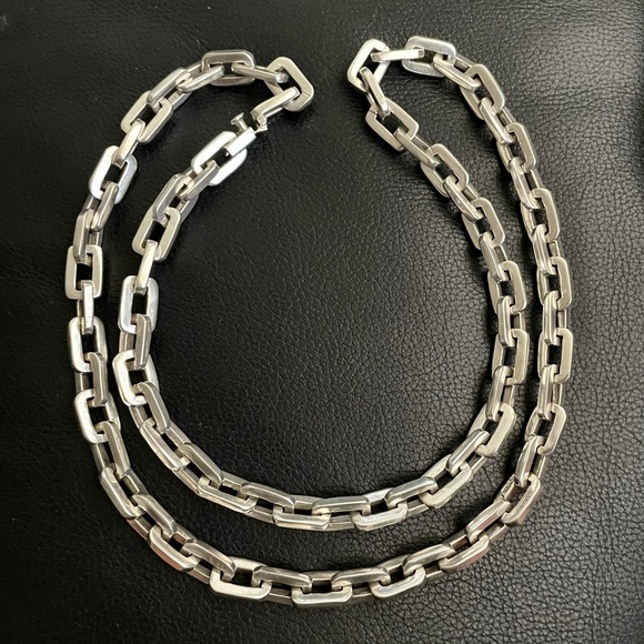 Vintage Mexico Sterling silver .925 Solid Square Link Chain Necklace - Picture 2 of 9